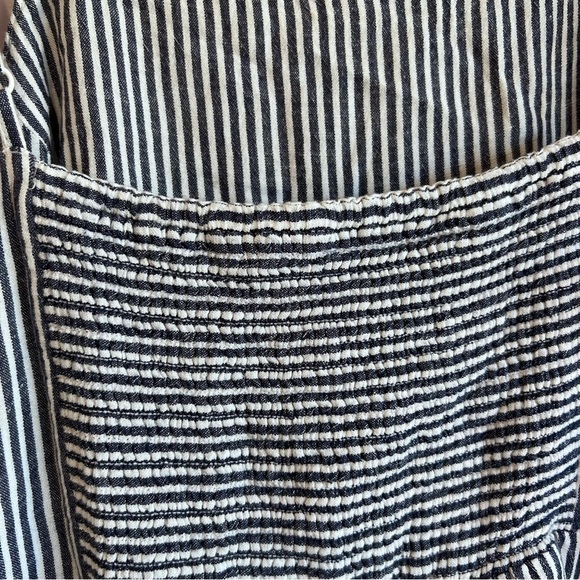 OLD NAVY Gray White Striped Linen Blend Embroidered Cami Dress Size Large - Picture 9 of 14